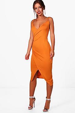 Boohoo Petite Wrap Midi Dress