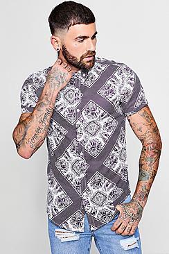 Boohoo Print Short Sleeve Shirt