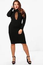 Boohoo Plus Robyn Mesh Inset High Neck Midi Dress