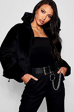 Boohoo Velvet Padded Jacket