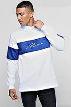 Boohoo Long Sleeved Contrast Panel Man Signature Rugby Sweat