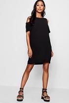 Boohoo Cold Shoulder Textured Shift Dress