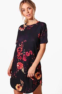 Boohoo Danielle Floral Cap Sleeve Shift Dress