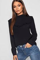 Boohoo Ruffle Detail High Neck Blouse