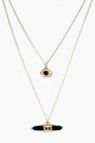 Boohoo Darcy Layered Crystal Pendant Necklace Gold