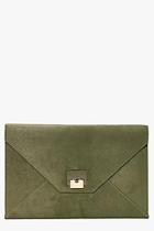 Boohoo Zoe Suedette Metal Detail Envelope Clutch Bag