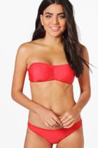 Boohoo Casablanca Bandeau Bikini Set Red