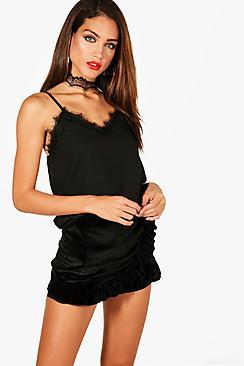 Boohoo Tall Faith Lace Choker And Trim Cami
