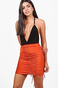 Boohoo Aveline Rouched Detail Mini Skirt