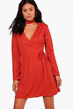 Boohoo Choker Wrap Dress