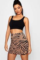 Boohoo Zebra Print Jersey Mini Skirt