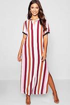 Boohoo Tonal Stripe Collarless Shirt Dress