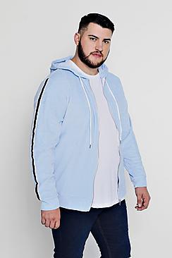 Boohoo Big And Tall Side Stripe Velour Hoodie