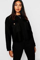 Boohoo Plus Gold Button Pocket Knit Jumper