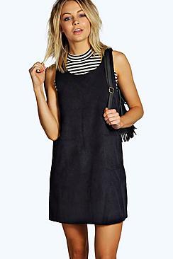 Boohoo Eliana Cord Pinafore Dress