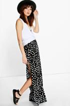 Boohoo Sia Polka Dot Side Split Woven Palazzo Trousers Multi