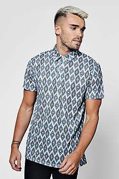 Boohoo Sublimation All Over Print Short Sleeve Polo