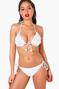 Boohoo Maldives 3d Flower Power Moulded Triangle Bikini