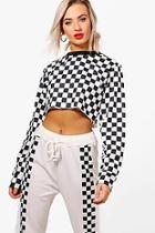 Boohoo Tia Athleisure Crew Neck Chequered Sweat