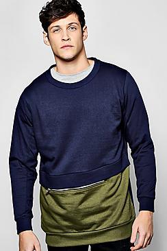 Boohoo Oversized Contrast Zip Sweatshirt