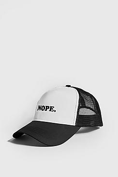 Boohoo Nope Embroidered Cotton Trucker Cap
