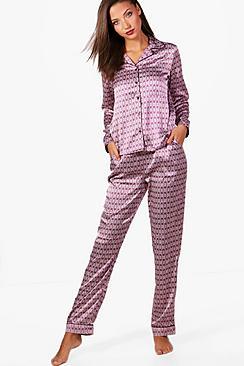 Boohoo Tall Abi Moroccan Tile Print Trouser Set