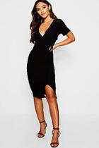 Boohoo Petite Jumbo Rib Buckle Detail Midi Dress