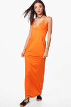 Boohoo Tall Aryel Halter Neck Maxi Dress Orange