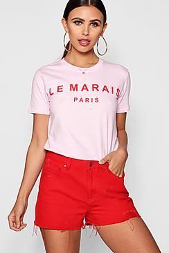 Boohoo Petite Cath Le Marais Paris Slogan Tee