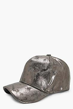 Boohoo Leila Cracked Metallic Cap