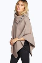 Boohoo Julia Cape With Buttons Stone