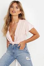Boohoo Faux Rose Quartz Plunge Necklace