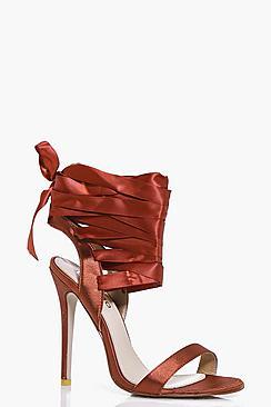 Boohoo Nancy Ribbon Lace Tie Sandal
