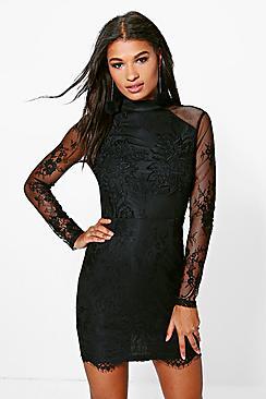 Boohoo Boutique Fi Eyelash Lace Crochet Bodycon Dress