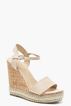 Boohoo Stud And Plait Cork Wedges