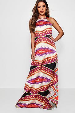 Boohoo Petite Hana Luxe Bohemian Scarf Print Maxi Dress