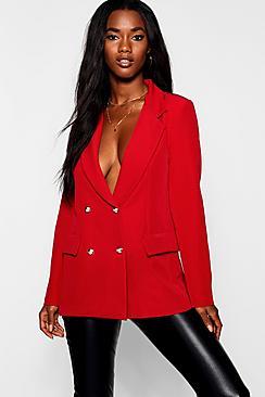 Boohoo Double Breasted Boxy Military Blazer