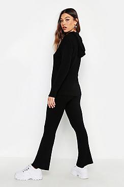 Boohoo Oversized Hooded Knitted Flared Trouser Set