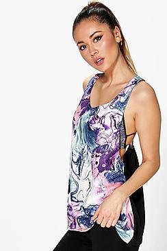 Boohoo Lily Multi Marble Front String Back Vest