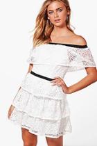 Boohoo Boutique Taylor Tiered Lace Skater Dress