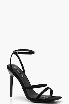Boohoo Square Toe Cushioned Strappy Heels