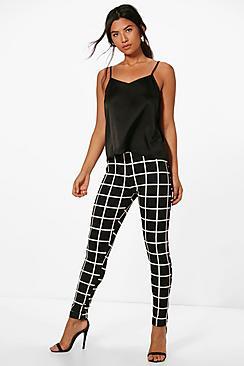 Boohoo Harper Large Check Stretch Skinny Trousers