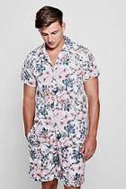 Boohoo Pink Floral Revere Short Sleeve Shirt Co-ord