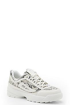 Boohoo Snake Panel Chunky Trainers