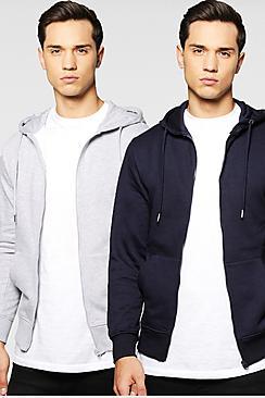 Boohoo 2 Pack Zip Through Hoodie