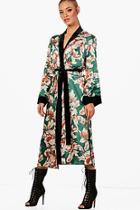 Boohoo Velvet Trim Kimono Jacket
