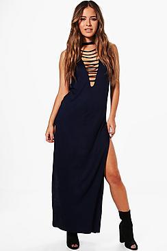 Boohoo Petite Joanne Plunge Neck Tank Maxi Dress