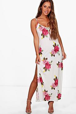 Boohoo Petite Harriet Floral Tie Strap Maxi Dress