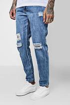 Boohoo Skinny Fit Rigid Jeans With Ripped Knees
