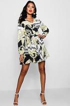 Boohoo Fern Chain Print Flippy Skirt